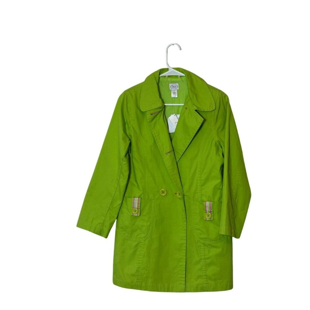 Talbots Kids Vintage Lime Green Double-Breasted Trench Coat Stand Out Outfit 14